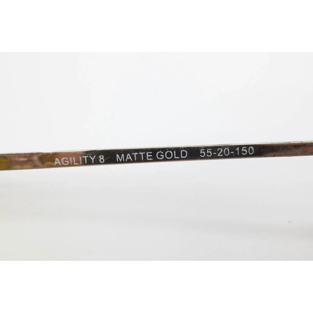 Agility 8 Aviator Eyewear Matte Gold Metal Frame Yellow Tint Lens 55-20-150